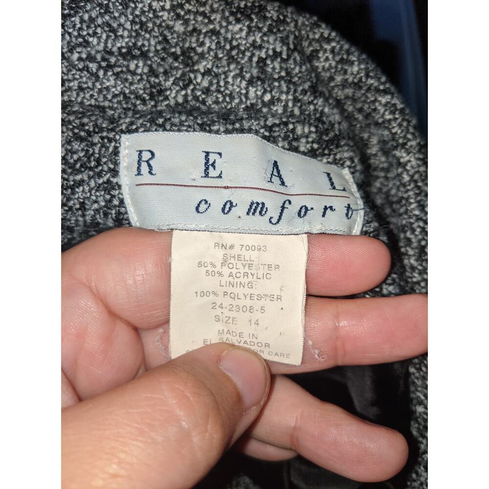 Vintage Marled Grey Blazer Career Wear Monochrome Preppy Office Blair Waldorf 14 - Picture 2 of 6